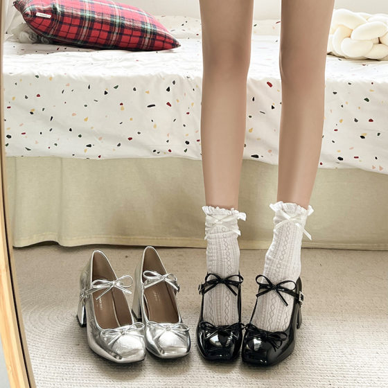 French Style Thick High Heel Shallow Mouth Single-layer Shoes Women's 2025 Spring and Autumn New Retro Fairy Style Dress Mary Jane Small Leather Shoes
