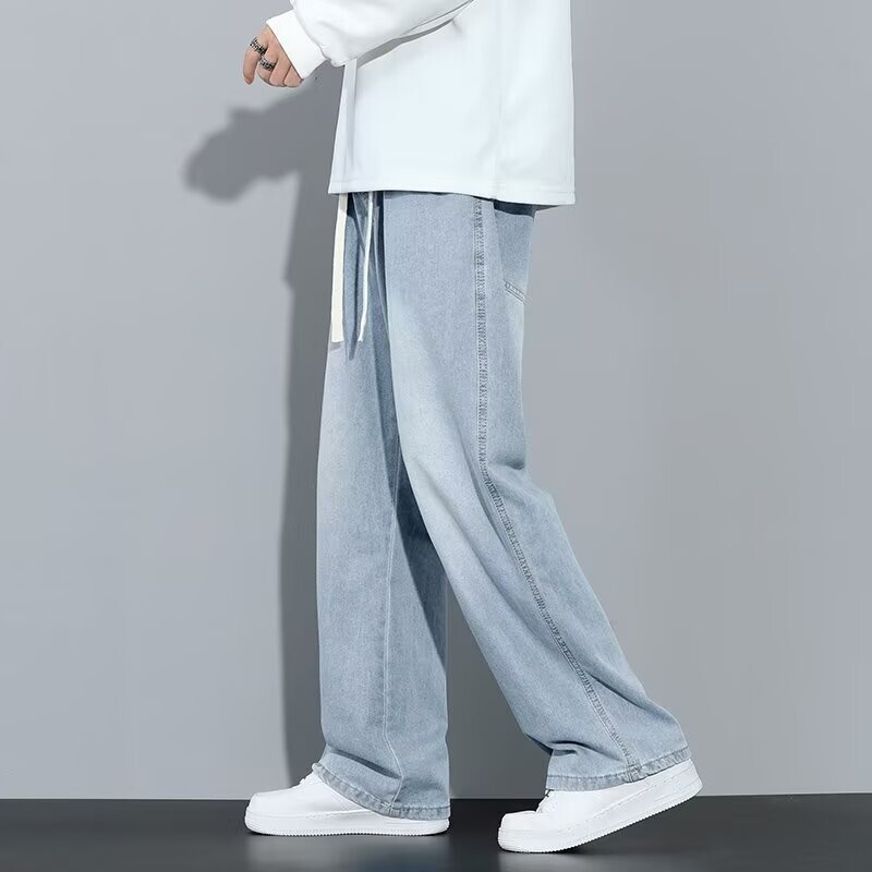 Men's Jeans Summer 2026 New Korean Style Trendy Brand Loose Casual Pants Versatile Wide-Leg Straight Long Pants Men's Clothing