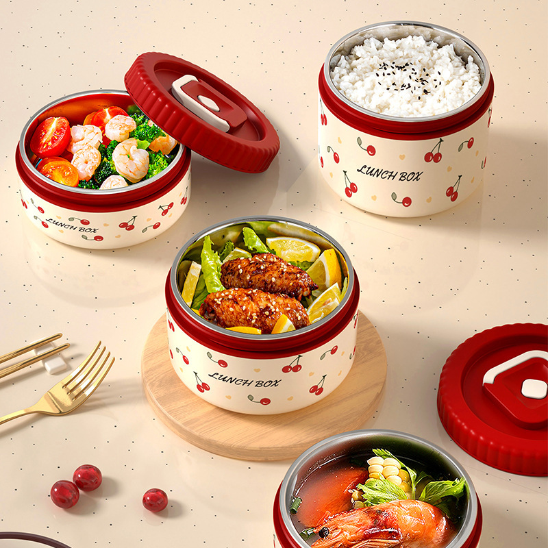 Nuevo producto de cereza aislamiento de acero inoxidable alumno de oficina portable caja de comedor puede calentar microondas caja de almuerzo