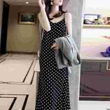 French style retro black and white polka dot dress women's loose professional underwear sexy sling summer dress
