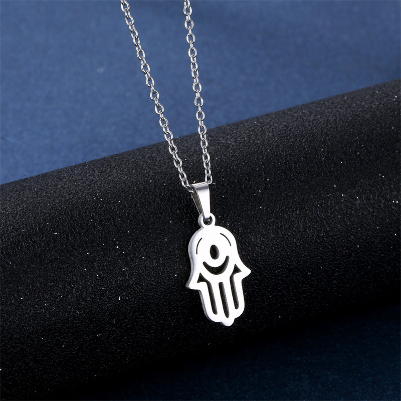 Fashion Devilu0027s Eye Stainless Steel Clavicle Chain Stud Earrings Set