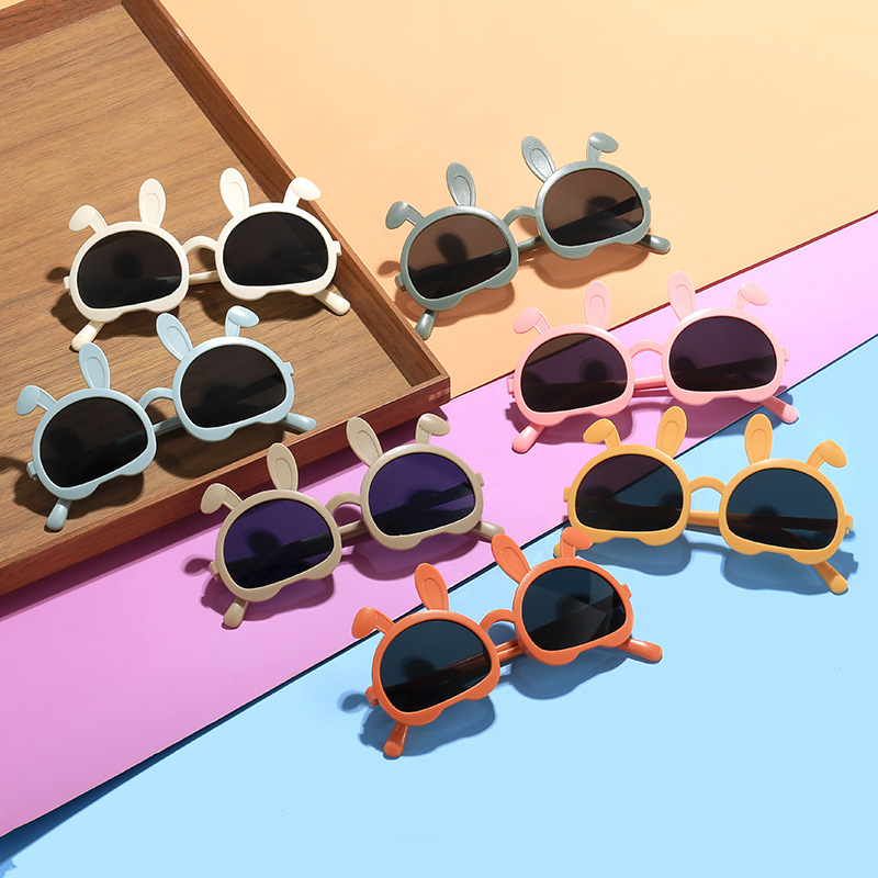 New Fashion Cute Rabbit Children's Sunglasses Cross-border Lovely Baby Sunglasses for Boys and Girls Cartoon Aviator Sunglasses Street Style Dance Party Glasses