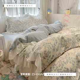 韩式花边床单四件套新款四季床笠被套床裙学生宿舍床上三件套新款