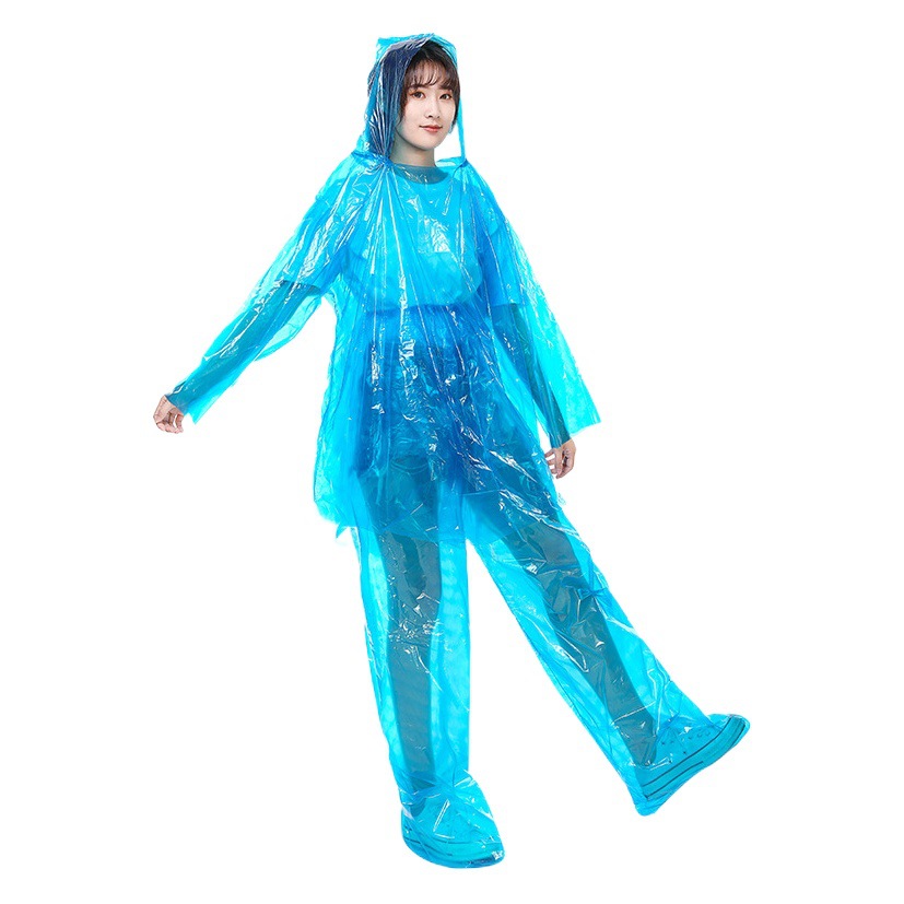 Disposable Raincoat Split Adult Men and Women Transparent Raincoat Pants Full Body All-In-One Rainproof Rafting Poncho Wholesale