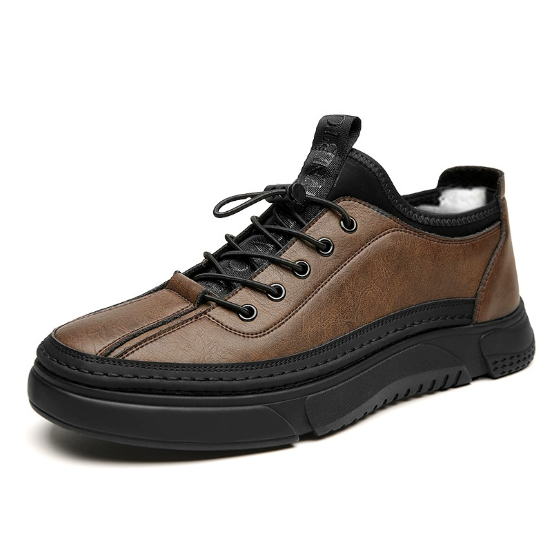 Men's summer shoes for leisure for leather shoes, trend sports fleece sneakers, genuine leather