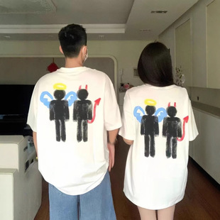 Summer Pure Cotton Short-Sleeved T-Shirt Couple Wear Lazy Style Loose Niche Design Tops for Men and Women Student Trendy Class Uniforms