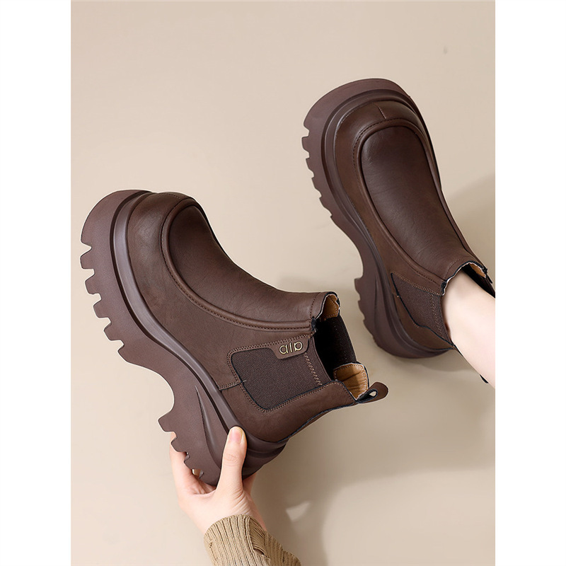 Women's Thick-Soled Platform Martin Boots 2026 Autumn New Fashion Versatile Casual Chelsea Ankle Boots