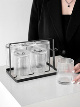 简约玻璃杯水具套装高级感客厅待客家用喝水杯子咖啡杯茶杯果汁杯