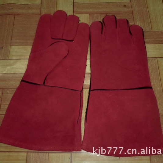 牛二层红色电焊手套