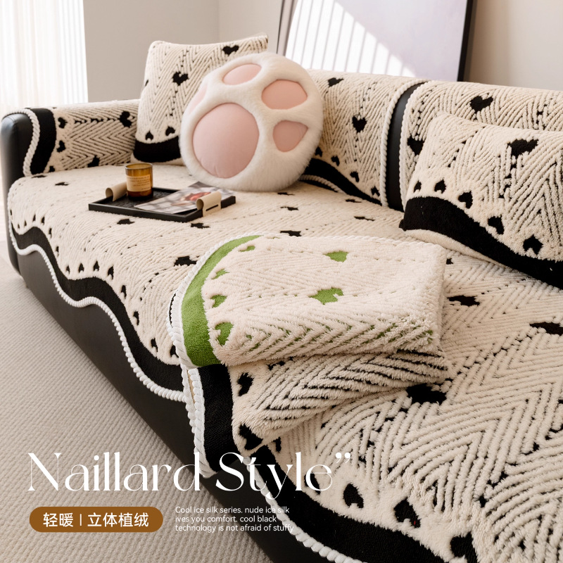 2025 nuevo invierno engrosado tela de peluche irregular cojín de sofá de piel antideslizante cojín de sofá