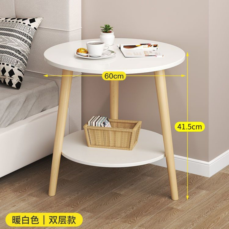 Una pequeña mesa redonda simple mesa de té pequeña mesa dormitorio mini mesa redonda de madera sólida sofá gabinete