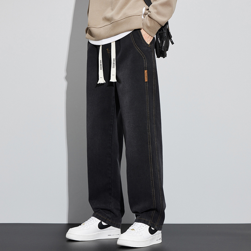 American High Street 2024 New Loose Straight Jeans Men's Autumn and Winter Fashion Brand Wide Leg Retro Casual Long Pants