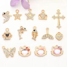 ��ɫ14K΢肺����ʹ��~β�����ʯ�������DIY��朴����Ʒ���