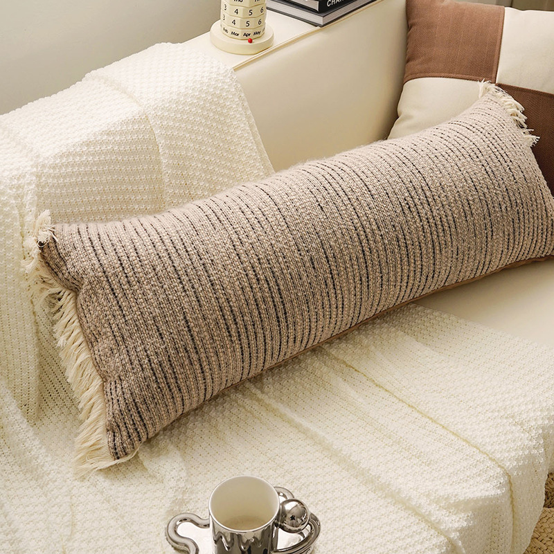 Cojín de cama larga marroquí, almohada lumbar, sofá de sala de estar estilo retro Maillard, funda de almohada con flecos largos, con núcleo image 7