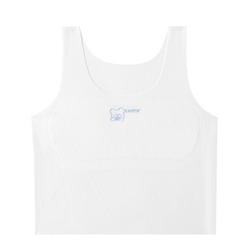 Ropa interior para niños durante el desarrollo, estudiantes de primaria, estilo fino de verano, seda de hielo sin costuras, chaleco para niñas de 10 a 12 años, primera etapa