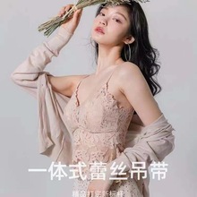 网红蕾丝美背内衣固定杯带胸垫外穿抹胸裹胸打底性感吊带大码背心