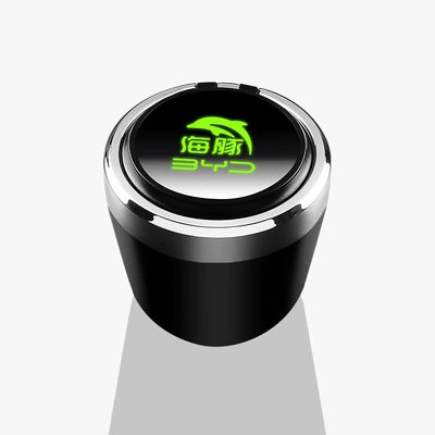 07 Car Ashtray with – Car ashtray - dolphinshort-glass-luminous-logo-one-click-opening-large-capacity