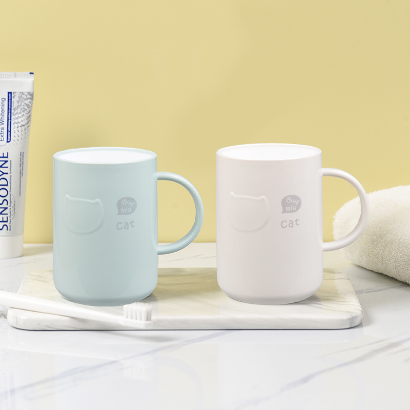 Durable Plastic Toothbrush Cup For Couples With Handle Cartoon Style_voghion.com