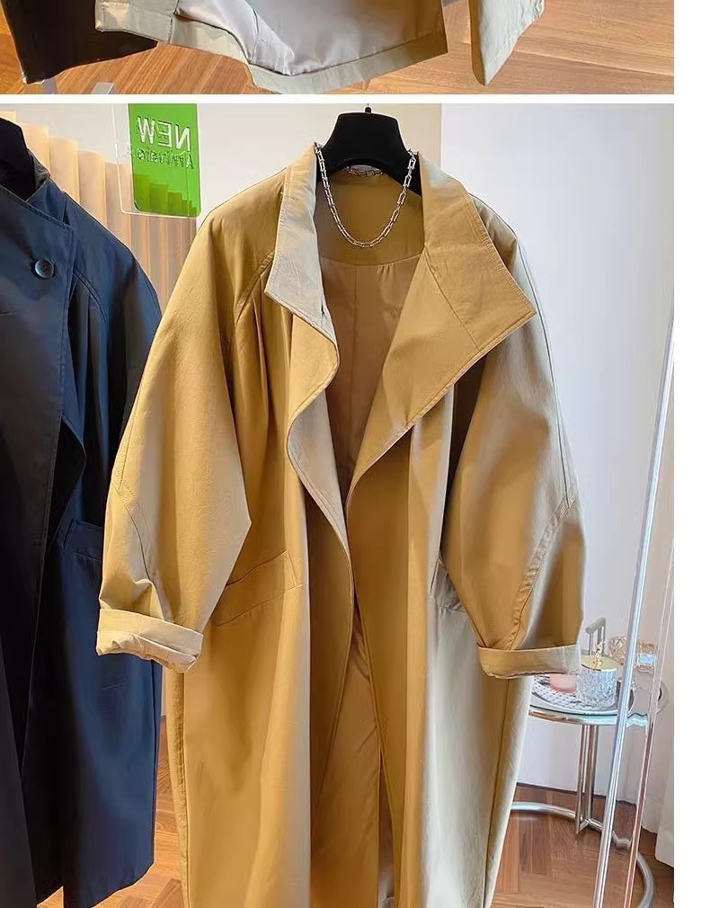 Spring Large Size Women's Clothing Casual Loose Medium And Long Small Trench Coat_ecoleips.com