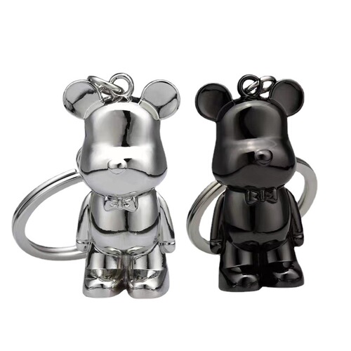 Cute Creative Metal Violent Bear Car Keychain for Men and Women Bag Keys Figurine Cartoon Pendant Gift