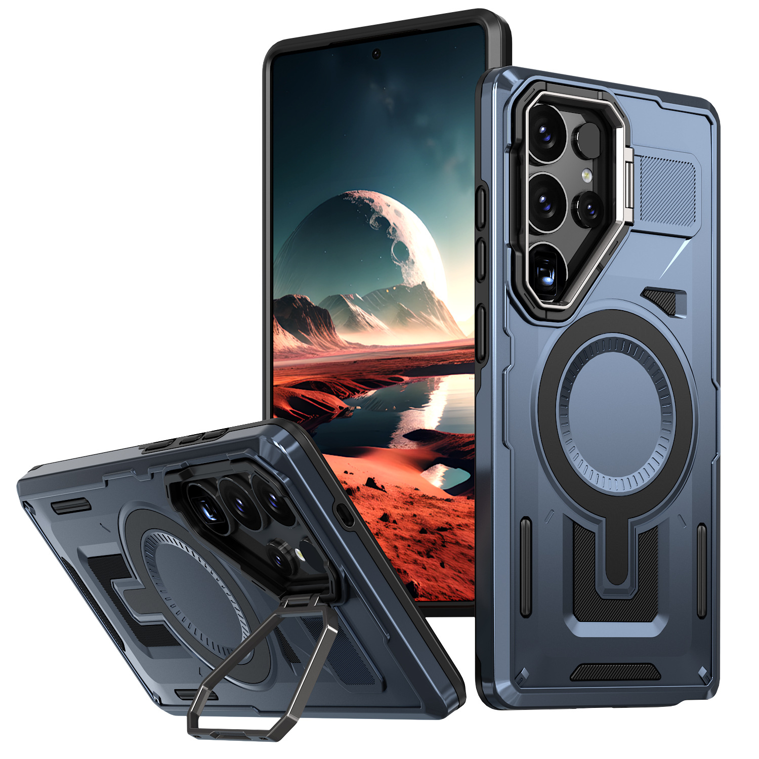 Adecuado para Samsung S25Edge extraordinaria funda para teléfono móvil Aegis S24FE soporte de lente de carga magnética funda protectora anti-caída