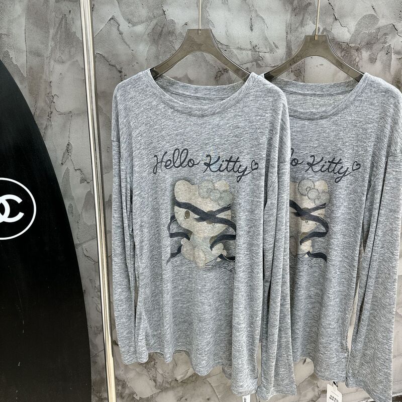 2026 Spring and Summer New Style Hello Kitty Printed Long-Sleeved T-Shirt Women's Loose Pullover Top Thin Sun Protection Shirt