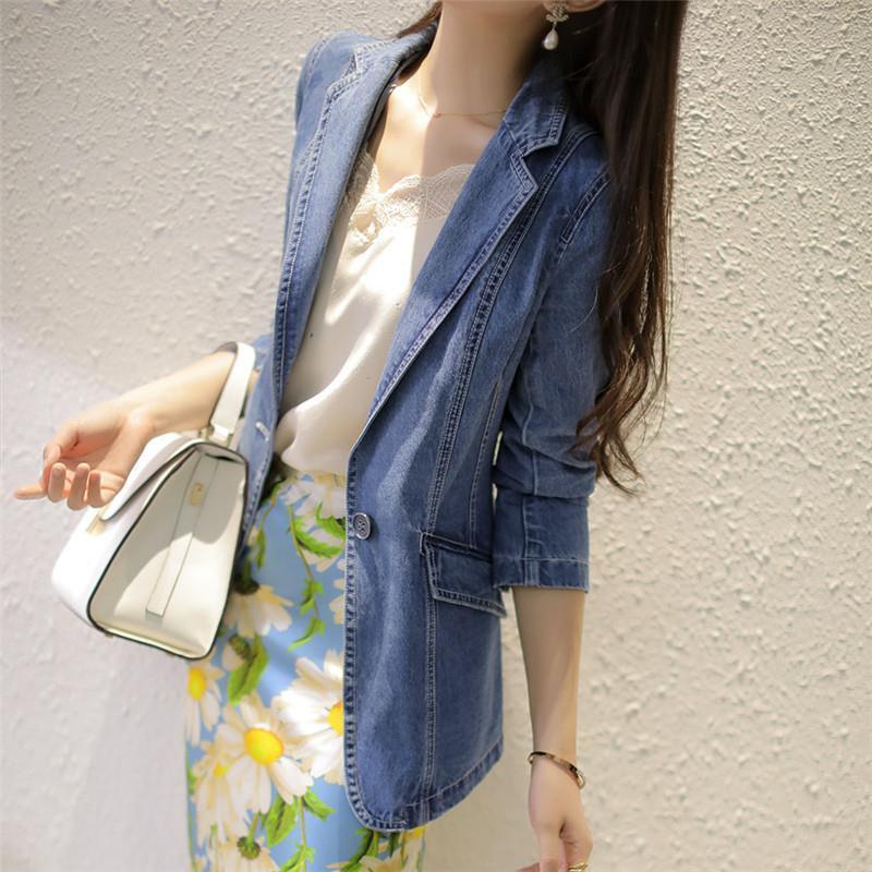 Denim Blazer Women's 2022 Spring & Fall New Autumn and Winter New Korean Style Elegant Versatile Slimming Look Small Suit