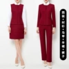 Red classic suit jacket, vest, shirt, skirt, trousers