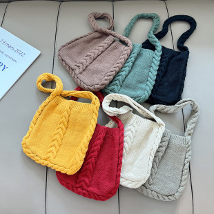 Children's shoulder bag boys' and girls' Korean-style knitted wool bag baby concave shape photo baby student versatile bag