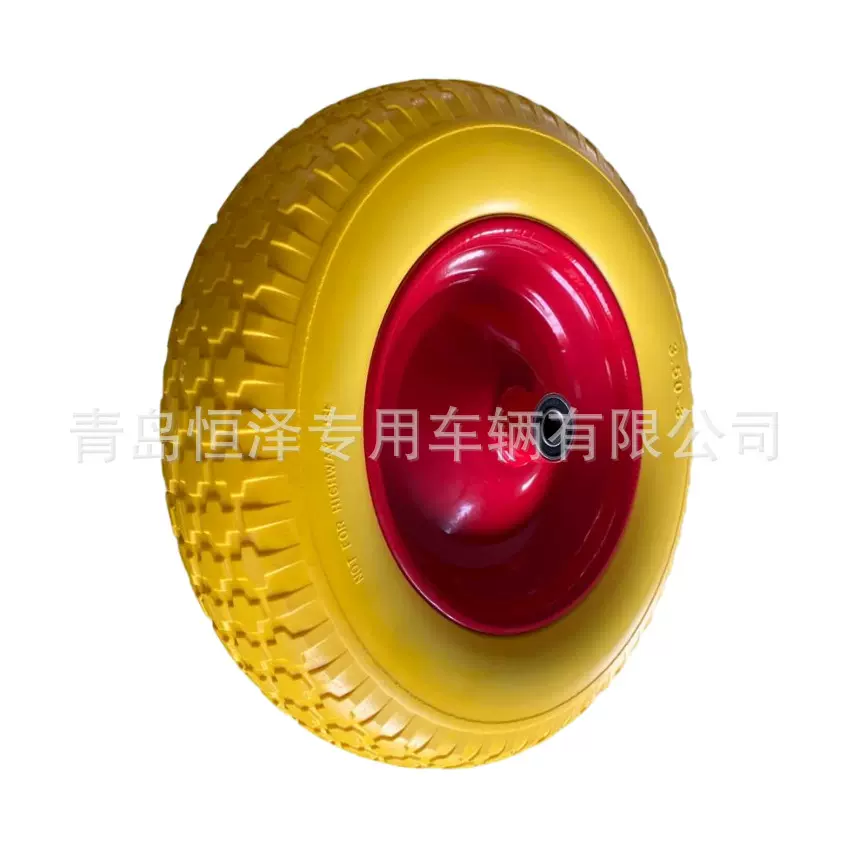 14寸3.50-8PU发泡轮子手推车工具车独轮车聚氨酯实心轮胎