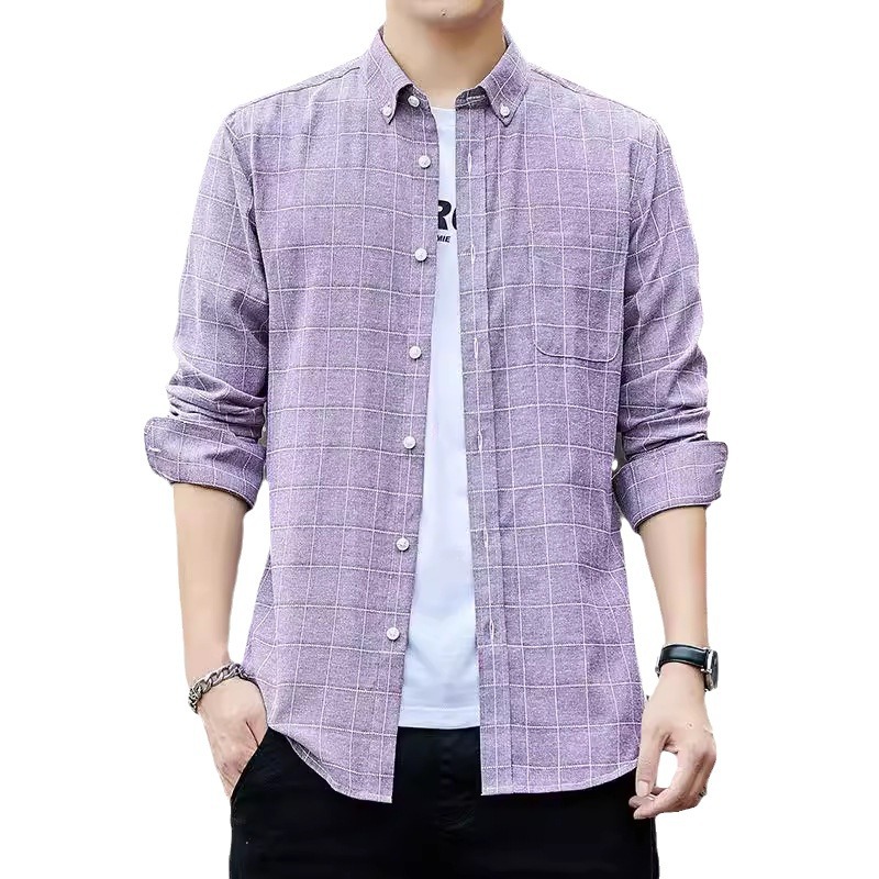 Camisas para hombres, estilo de primavera y verano Oxford, estilo de moda para hombres, estilo de alta gama, hombres coreanos, viajes de negocios delgados, todo fósforo