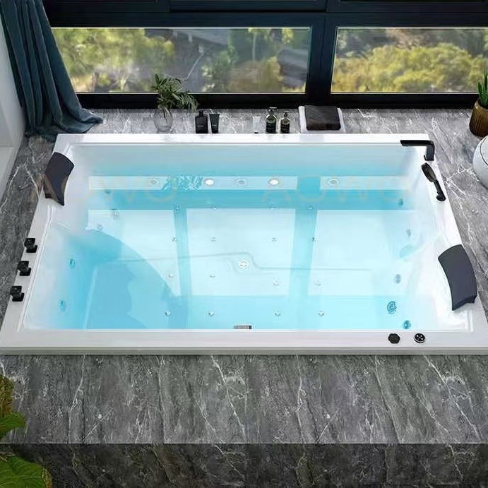 bañera acrílica incorporada bañera de masaje doble bañera de burbujas 1800 * 1500 bañera de gran tamaño