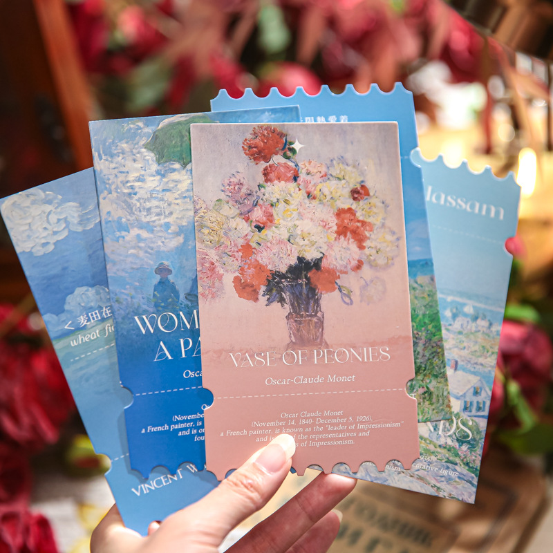 Sr. Papel en forma de postal romántica galería serie vintage pintura al óleo estilo flor carácter bendición tarjeta sola