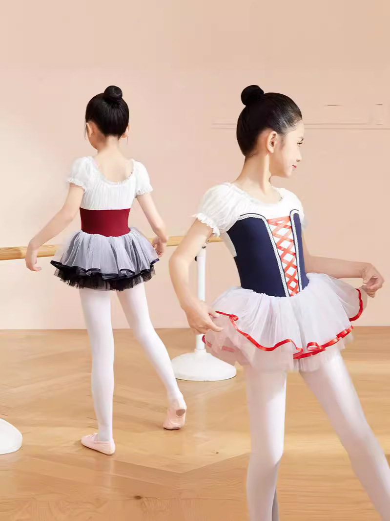 Ropa de baile para niños, falda de práctica de ballet, falda de princesa linda y versátil, falda tutú de estilo coreano, ropa de actuación corporal de baile