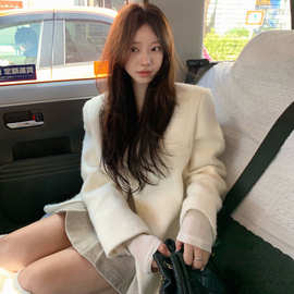 韩国女装高货INS博主款韩系温柔甜美显白保暖毛呢西装外套女装冬