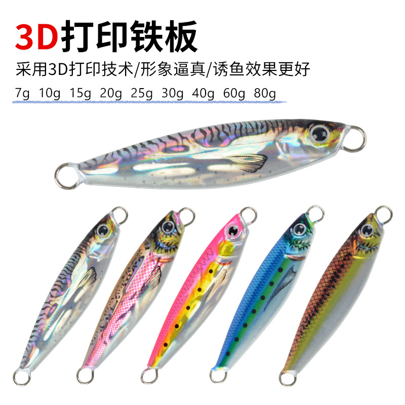 Impresión 3D de bombeo rápido Placa de hierro que cae Luya cebo falso pesca en el mar Barco de agua dulce pesca caballa 10g20g30g60g pequeño pescado de plomo
