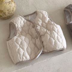 Korean version of ins infant and baby children's clothing retro style double-layer quilted vest autumn and winter children's embossed trendy vest