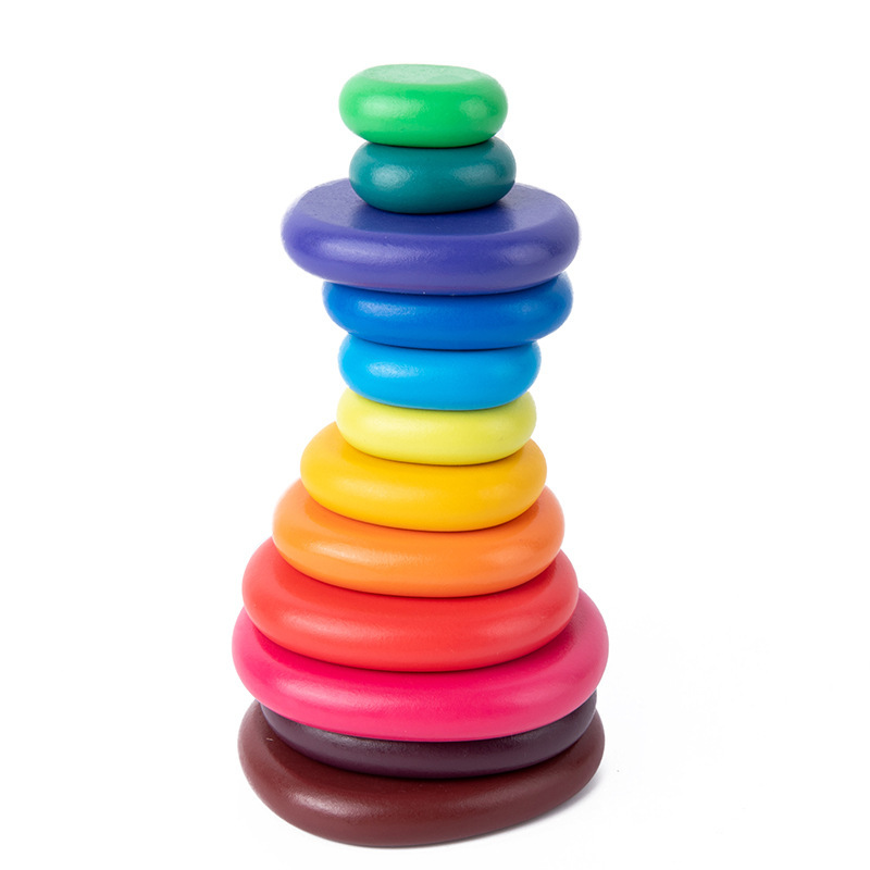 Weiweihu niños transfronterizos 4 ~ 6 bloques apilados de bricolaje de colores del arco iris, entrenamiento de coordinación ojo-mano, juguetes de piedra blanda de ganso