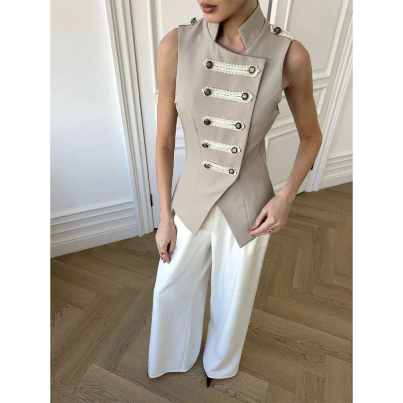 Moda casual delgada cuello de pie hebilla chaleco chaleco 2026 nuevo estilo de primavera transfronterizo europeo y americano image 3