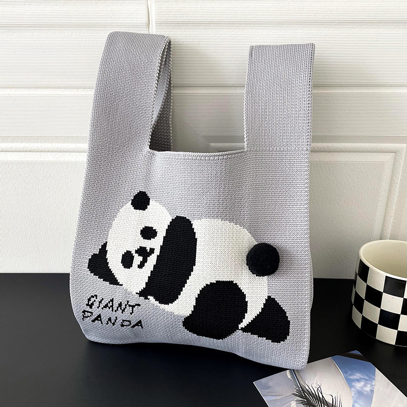 Bolsas de nicho de diseño de pandas lindos bolsas de mano de punto bolsas de mano estudiantes personalidad bolsas de brazo fábrica al por mayor