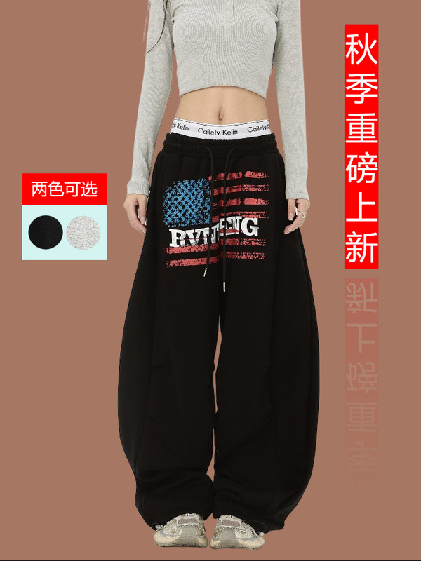 外贸2025秋上新美式复古休闲棉长裤男女同款 户外运动款 一件代发|undefined