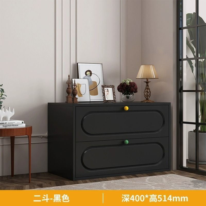 加厚铁艺收纳柜玄关柜铁皮斗柜卧室落地现代简约多功能储物床头柜|undefined