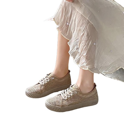 Ladys Fisherman Shoes Light Chiffon Style 2025 Spring Flat Fashion Casual Breathable Slip-On Canvas Shoes