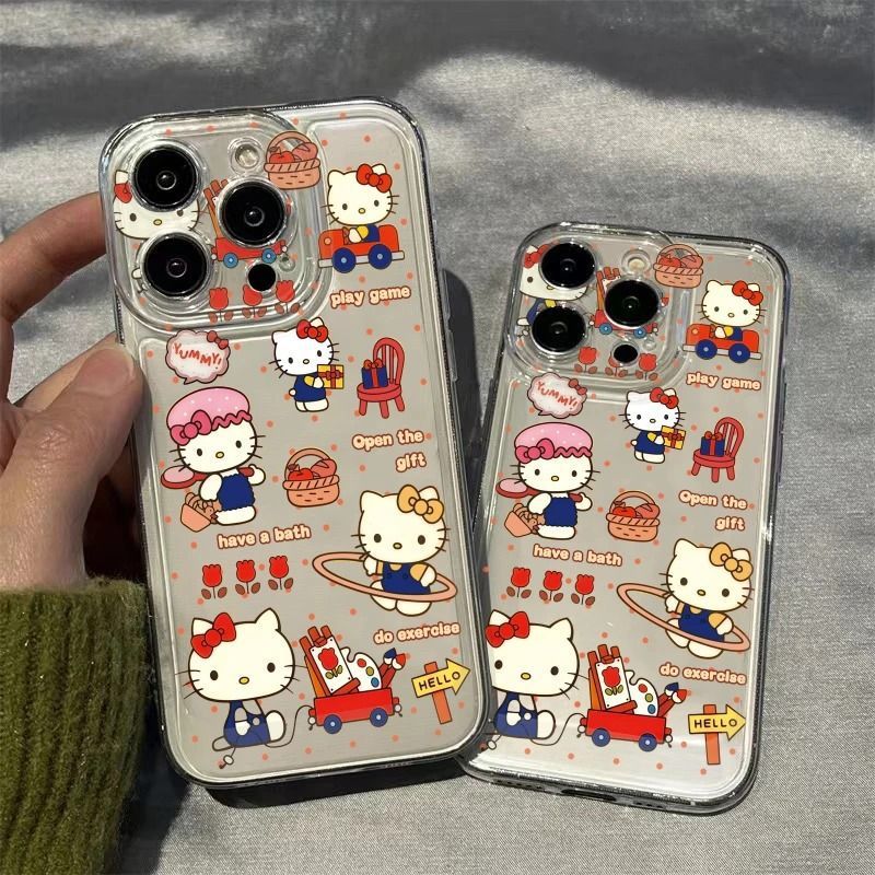 Bath Kt Cat Suitable for Apple 17Promax Mobile Phone Case Iphone16 Soft Shell 15 Fun 14 Anti-Fall 13 Transparent