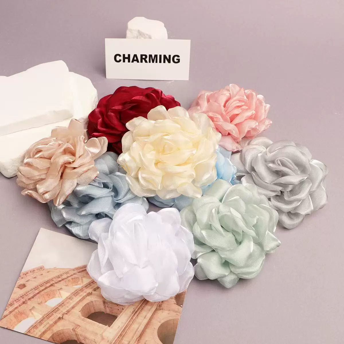 Готовый к отправке от производителя: 10 см цветок розы с обожженным краем, аксессуары для одежды, аксессуары для обуви, цветок для DIY, шифоновый цветок камелии, брошь.