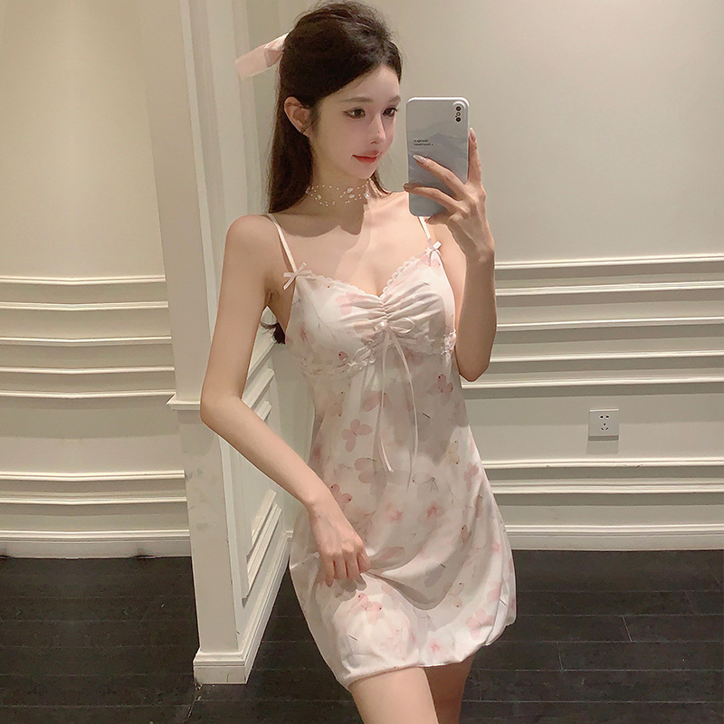 2024 pijama sexy de verano de mujer pijama de cabina gato frío moda chica pura con cojín de pecho vestido de cabina