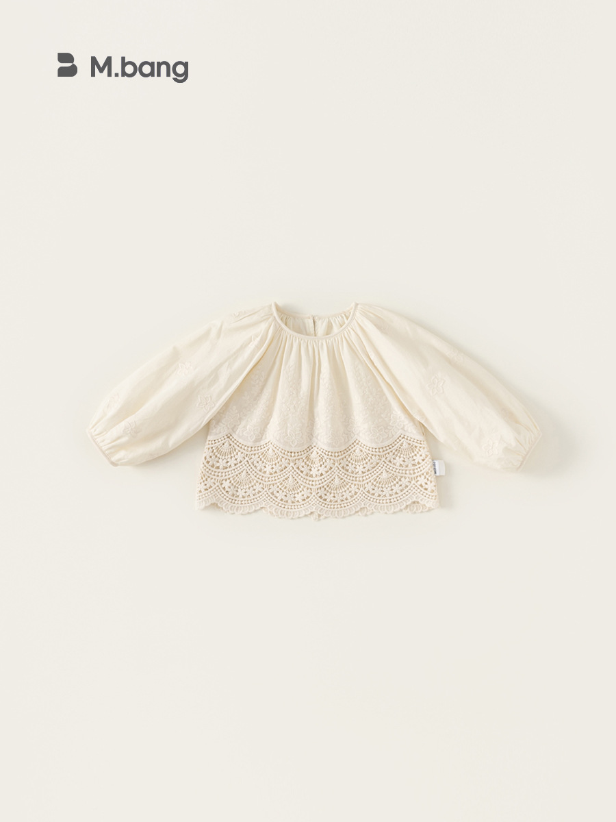 Bangchoan ropa para niños niñas camisas de otoño 2025 nuevo bebé femenino camisa de muñeca bordada hueca de manga larga para niños