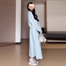 2025秋冬新款小香风韩系卫衣连衣裙长裙设计适合春秋优雅时尚套装