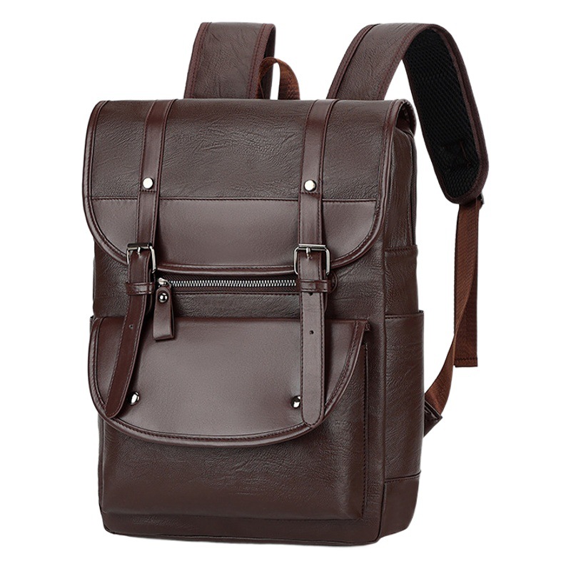 Fábrica al por mayor 2023 Otoño e Invierno nueva pu mochila impermeable casual simple decoración de la correa estudiante bolso computadora