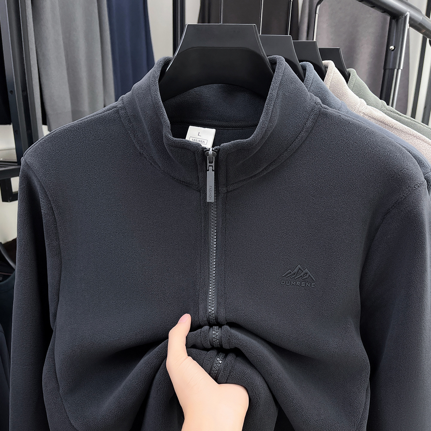 Aoli Samt-Sweatshirt-Cardigan, Herbst, Freizeit, dick gefüttert, warm, doppelseitig, Polar-Fleece, einfarbig, Herrenbekleidung_voghion.com